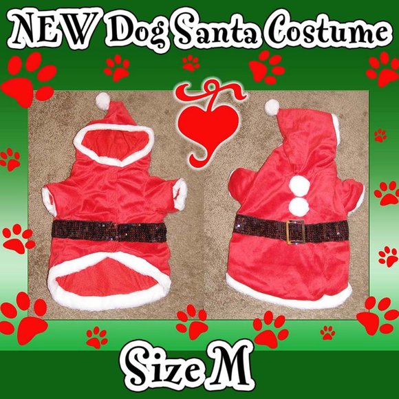 Unknown Other - NEW Dog Santa Coat size M Hooded Read coat w/Belt